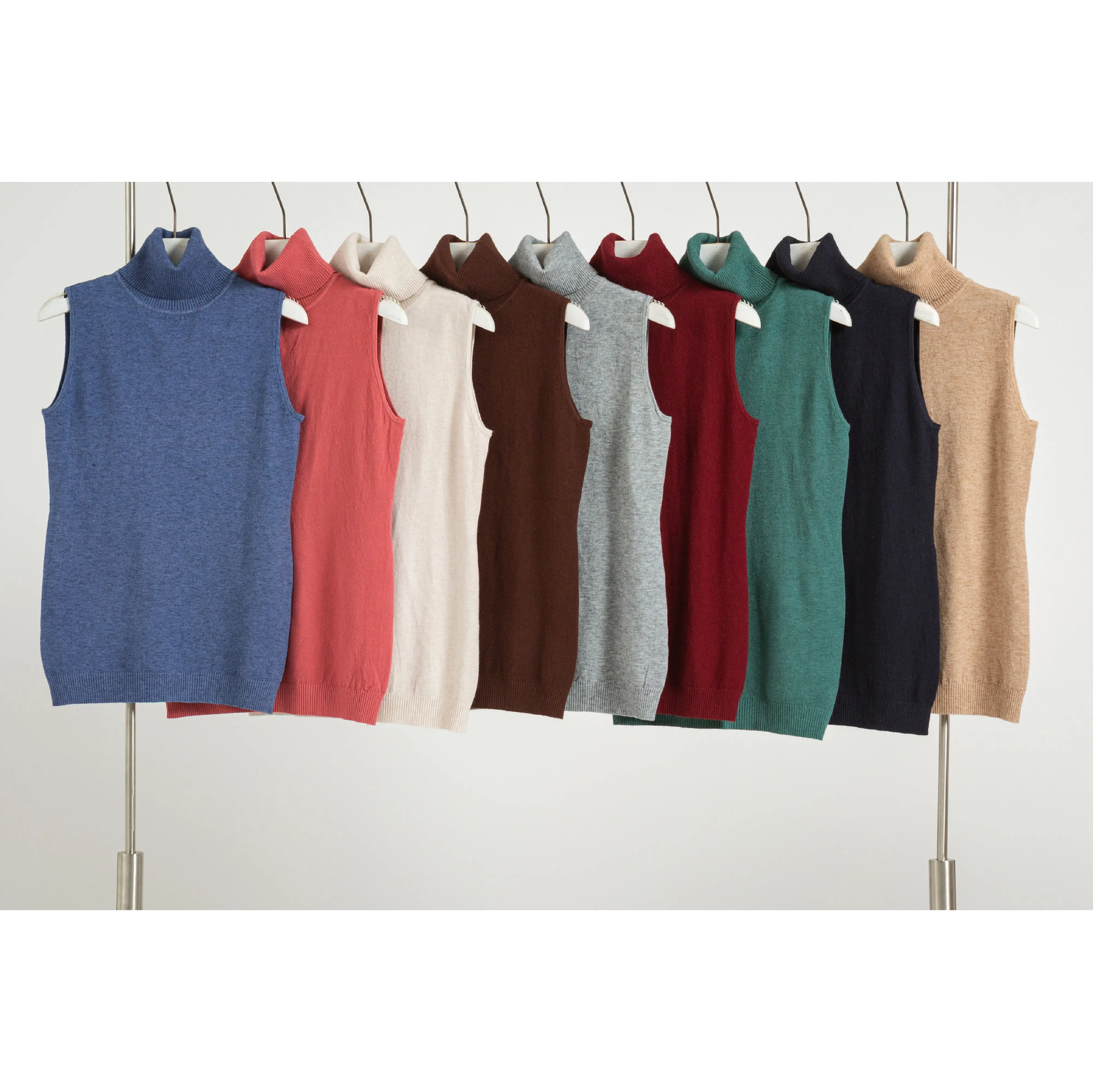 New Arrival Fashion Custom Top High Quality Turtle Neck Sleeveless Knitted SweaterためWomen