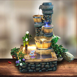 น้ำพุเรซิ่นสไตล์เรโทรพร้อมไฟแบ็คไลท์ ของตกแต่งสำนักงานในร่ม ของขวัญ - Product Image 1