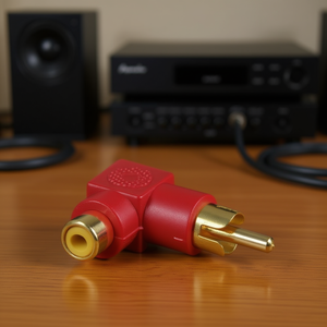 อะแดปเตอร์เสียงแบบมุม 90 องศา RCA ตัวผู้เป็นตัวเมีย ขั้วต่อสเตอริโอสีแดง - Product Image 3