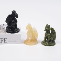 Ensemble de figurines de dragon sculptées en cristal naturel, statue d'animal en cristal sculptée à la main, décoration de maison, cadeau de guérison Reiki