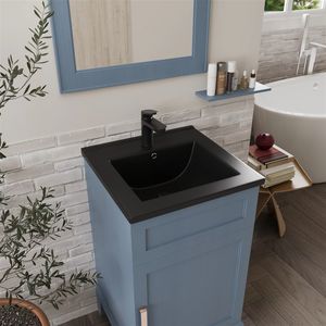 Lavabo de Cerámica Moderno de un Solo Orificio, Delgado y Mate, para Baño, con Encimera Negra, Venta al Por Mayor de Fábrica - Product Image 3