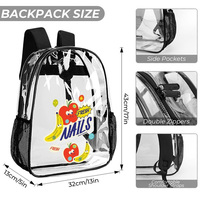 Sac à dos scolaire de voyage de haute qualité à motif de dessin animé, ensemble de 3 pièces pour garçons et filles, sacs d'école, faible MOQ, impression personnalisée, sac à dos transparent en PVC