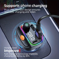 Chargeur de voiture émetteur FM, appel mains libres sans fil, lecteur audio AUX MP3, type C 3.1A, chargeur de voiture double USB à charge rapide