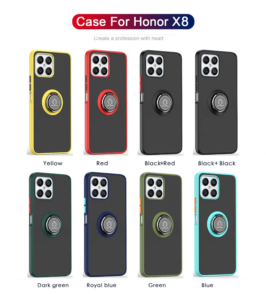 360 Ring Holder Magnetic Translucent Frosted Matte Hard Shockproof Phone Cover For Huawei Honor X8 X30i X7 9S X9 4G 50 Lite