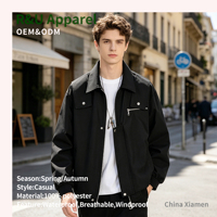 Blouson aviateur slim fit imperméable en toile enduite pour homme avec col montant