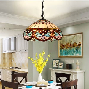 Lámpara de Araña China de 40 cm, Estilo Barroco Retro, para Bar, Comedor, Dormitorio, Lámpara Colgante de Cristal de Colores Estilo Tiffany, Artesanía - Product Image 2