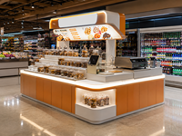 Op maat gemaakte supermarkt snackshop ontwerp, bulkvoedsel displayschappen, winkelinrichting, LED-balie's, turnkey winkelinrichting