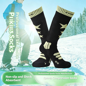 Chaussettes de ski personnalisées OEM, chaussettes de sport d'hiver épaisses et rembourrées en tissu éponge, performantes et thermiques - Product Image 1