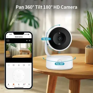 Caméra WIFI Tuya Intérieure 5MP Babyphone Intercom Bidirectionnel Zoom 4X PTZ 360 °   Les caméras de surveillance prennent en charge Alexa, <span class=keywords><strong>Google</strong></span> et Smart Life - Product Image 2