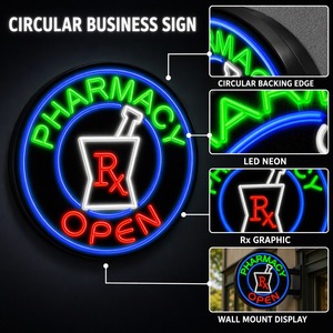 Commercial Pharmacy LED Wall Sign with Illuminated Rx Symbol for Hospital Clinic and Storefront - Product Image 3