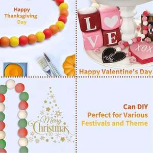 Guirnalda de Cuentas de Madera Estilo Granja de 76 Pulgadas con Cuentas de Madera de 1.6 Pulgadas de Diámetro, Borlas, Diseño Rústico - Product Image 5