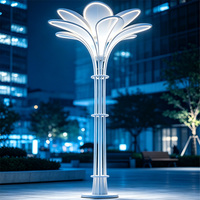 Lampe de jardin LED en forme de lotus, acier inoxydable et acrylique, étanche IP65, sculpture décorative extérieure pour place publique et jardin