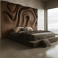 Art mural paramétrique, panneaux muraux paramétriques, meubles paramétriques ondulés CNC, meubles au design paramétrique, bois