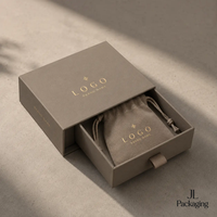 Boîte à bijoux personnalisée avec logo imprimé et pochette en microfibre pour emballage cadeau