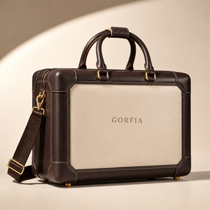 2027 GORFIA Sac de bureau pour homme en cuir PU, porte-documents pour ordinateur portable, sac de bureau bicolore avec bandoulière, logo personnalisé OEM ODM - Product Image 2