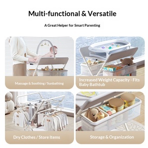 Baby Massage and Diaper Changing Table Newborn Care Adjustable Height Foldable with Rollers for Bathing - Product Image 3