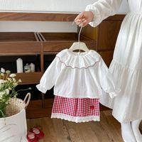 Nouvelle Arrivée Automne – Blouse Polyvalente en Coton Couleur Unie Style Poupée pour Bébés Filles, Manches Longues, Col Peter Pan