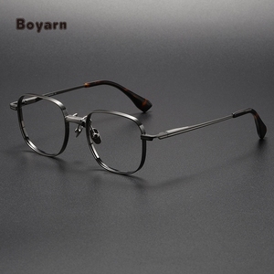 Fábrica Boyarn, venta al por mayor, Unisex, <span class=keywords><strong>Retro</strong></span>, Cuadrado de negocios, acetato de titanio, gafas ópticas, montura de gafas en Stock - Product Image 1