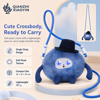 Sac bandoulière mini en peluche pompon bleu AI, Chapeau haut de forme classique, ChatGPT, Clonage vocal 80+ langues, Mémoire longue durée, Yeux étoilés, Chantant