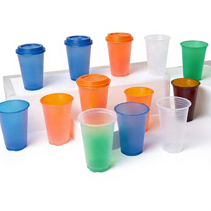 Meilleurs gobelets en plastique jetables écologiques à paroi simple en PP givré de 12 oz, ronds, avec couvercles, pour boissons chaudes et froides - Product Image 1