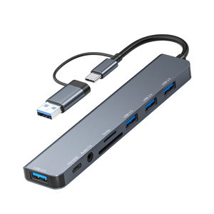 TUTI venta al por mayor divisor Adaptador tipo <span class=keywords><strong>C</strong></span> estación de acoplamiento <span class=keywords><strong>Usb</strong></span> <span class=keywords><strong>C</strong></span> Hub 8 en 1 Tipo <span class=keywords><strong>C</strong></span> Hub para computadora portátil - Product Image 1