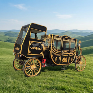 Chariot de chevaux électrique noir et doré de grande marque, populaire et en vente / Chariot de chevaux royal électrique en vente - Product Image 1