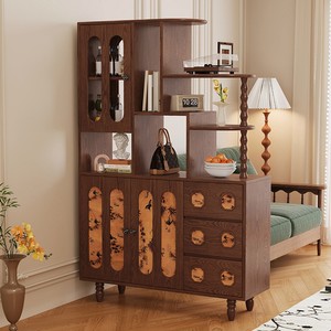 Mueble de entrada vintage Shulin, divisor de recibidor, mueble de madera multifuncional para sala de estar con puertas y cajones - Product Image 1