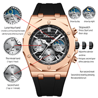 CHENXI Nouvelle montre pour homme 968, chronographe multifonction, montres de luxe en or rose, quartz, étanches, lumineuses, date, bracelet