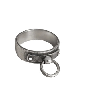 Bague ouverte tendance unisexe style punk vintage en cuivre électroplaqué argent vieilli, personnalisable pour <span class=keywords><strong>couple</strong></span>, par une usine de bijoux - Product Image 1