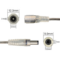 Câble d'extension d'alimentation industriel en cuivre PVC DC 5521 mâle-femelle 2468 parallèle transparent 5,5*2,1 mm 22 AWG pour éclairage LED néon