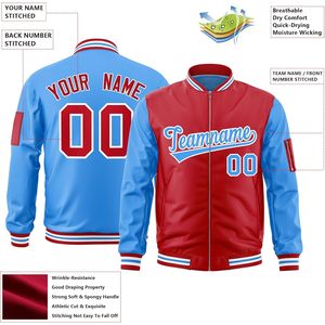 Veste bomber unisexe adulte en tissu PU coupe-vent, col rabattable, style preppy automne, fermeture éclair, personnalisable. - Product Image 3
