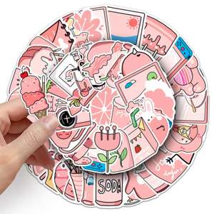 Paquete de 50 Pegatinas Kawaii Preppy con Diseño de Cerdito Rosa, Estilo <span class=keywords><strong>Anime</strong></span>, Resistentes al Agua, para Niños, Decoración, Venta Caliente - Product Image 3