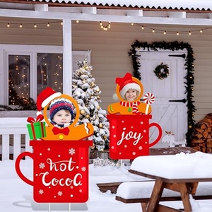 Christmas Yard Sign Outdoor Gingerbread Man Stakes Jumbo PP Material Hot Chocolate Joy <b>Cup</b> Sign Xmas Holiday <b>Large</b> Decor - Product Image 5
