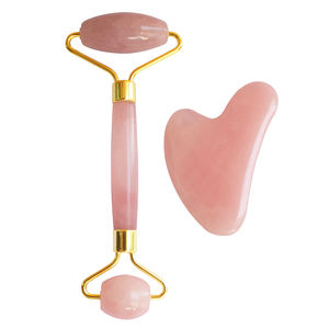 Cuarzo Rosa rodillo y Guasha con máscara cepillo facial cuidado de la piel - Product Image 5