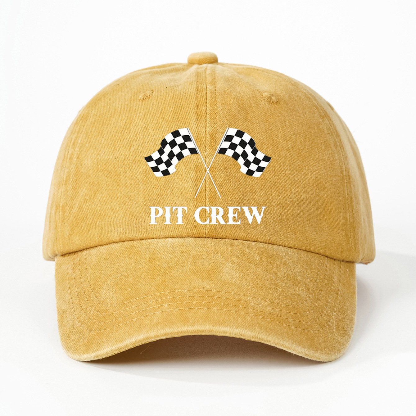 Impreso Racing flag washed gorra de béisbol-amarillo