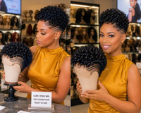 Perruques Courtes Pixie de 10 Pouces en Cheveux Humains, Perruques Afro Bouclées, Perruques Pixie Entièrement en Dentelle, Couleur Naturelle pour Femmes Noires, Perruque 360 en Dentelle
