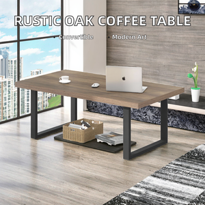 Mesa de Centro de Madera de Roble y Metal para Sala de Estar, Estilo Moderno y Simple, 1.2m, Diseño Convertible de Lujo, Precios de Fábrica, América del Norte - Product Image 2