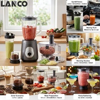 Blender électrique professionnel LANCO 700W puissant et portable, lames en acier inoxydable de 1,5L, 2 vitesses, boîtier en plastique, garantie 1 an
