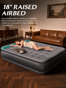 OEM ODM Queen Air <strong>Mattress</strong> Built <strong>Pump</strong> 18" Upgraded One-Touch Inflatable PVC Portable Blow <strong>Mattress</strong> Home Gym Camping Guests - Product Image 5