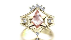 Anillo de Compromiso de Plata de Ley 925 Natural con Morganita en Forma de Cometa 'Luna de Mi Vida' para Mujer - Product Image 5