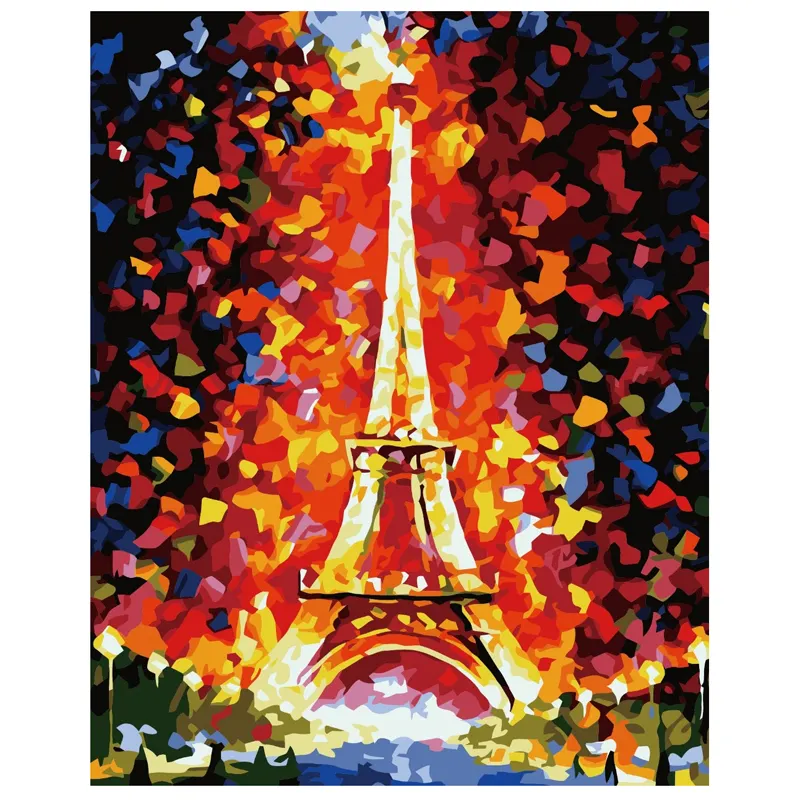 Diy Scenery Oil Painting Abstract Eiffel Tower Hand Painted Oil Painting Paint By Numbers Photo Wall Art Picture