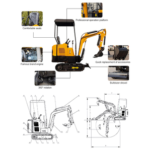 Mini-excavatrice sur chenilles avec moteur CE EPA Euro 5, 1,5 tonne, <span class=keywords><strong>hydraulique</strong></span>, mini-pelle agricole, <span class=keywords><strong>prix</strong></span> de la mini-pelle chinoise - Product Image 5