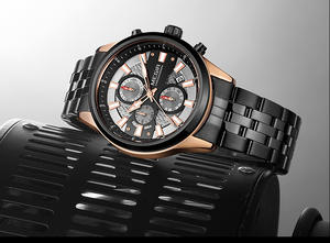 Montre pour homme de luxe, chronographe calendrier, bracelet en acier sport, quartz, affaires - Product Image 4