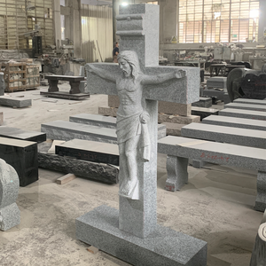Statue de crucifix en granit sculptée à la main, figure religieuse, monument funéraire, commémoration extérieure pour cimetière, église, temple - Product Image 5