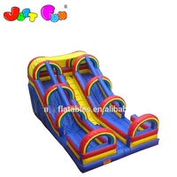 Toboggan gonflable géant arc-en-ciel à double voie, meilleur prix, en vente