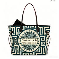 Bolsa Tote Personalizable con Tu Diseño, MOQ 1 Pieza, Bolso de Mano Personalizado DIY, Estampado Floral Oriental Vintage, Bolsa Tote de Gran Capacidad