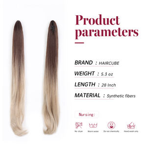 Damen 28 Zoll Haarspange für Pferdeschwanz, langes, glattes Haarteil zum Anklippen - Product Image 5