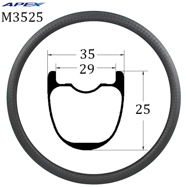 Produttore mountain bike 29er MTB XC 35mm larghezza 25mm altezza cerchi bici in fibra di carbonio