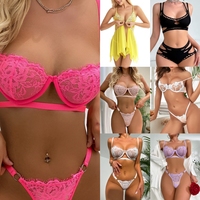 Vente flash : Ensemble de robe de nuit pour femmes, sous-vêtements pour filles, soutien-gorge push-up, lingerie de luxe, lingerie exotique, lingerie transparente