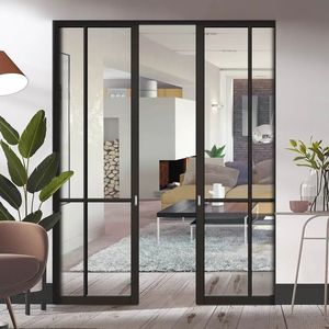 Porte intérieure moderne en alliage d'aluminium anti-rayures avec verre trempé pour couloir de bureau à fort trafic, chambre et villa - Product Image 5